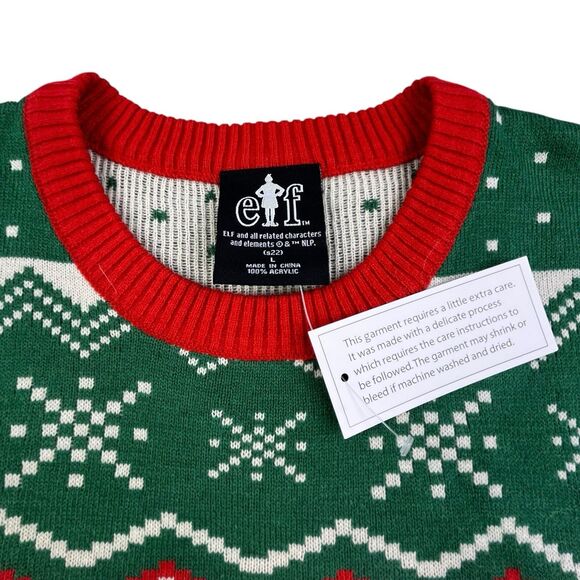 Elf Movie Ugly Christmas Sweater Size Large Will Ferrel Buddy Raised By Elves - Picture 5 of 12